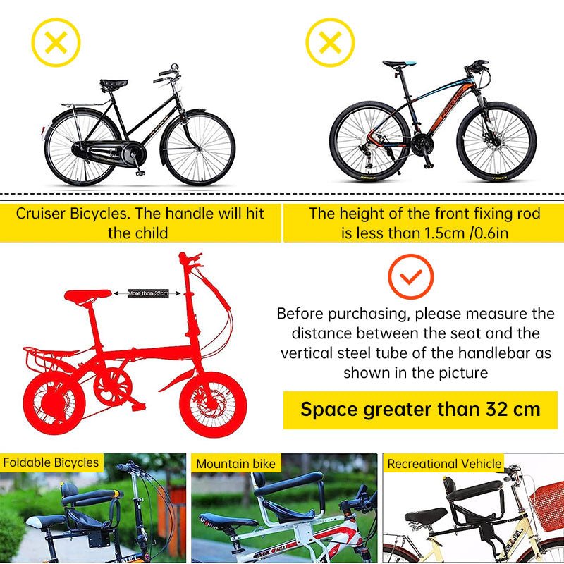 Heavy Duty Front Bicycle Child Seat - Supports 35kg - Adjustable Kids Bike Seat with 3 - Point Safety Belt & Non - Slip Pedals - UrbanNest Co