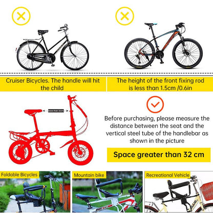 Heavy Duty Front Bicycle Child Seat - Supports 35kg - Adjustable Kids Bike Seat with 3 - Point Safety Belt & Non - Slip Pedals - UrbanNest Co